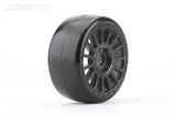 JETKO 4 Black Wheels and Super Soft Slick Tyres, fits KYOSHO INFERNO GT GT2 (4) JK1101RBSS