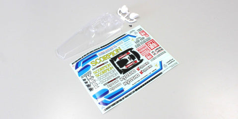 KYOSHO LEGENDARY SERIES, SCORPION CLEAR BODY SHELL SET + DECALS, Unpackaged, SCB001