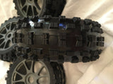 KYOSHO INFERNO NEO 3, NEO 2, MP7.5, 4 x GREY WHEELS + TYRES, 17mm HEX 8TH SCALE