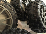 KYOSHO INFERNO NEO 3, NEO 2, MP7.5, 4 x GREY WHEELS + TYRES, 17mm HEX 8TH SCALE